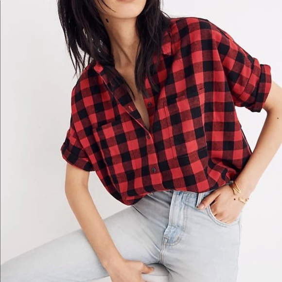 Madewell Flannel Courier Shirt in Buffalo Check - Picture 1 of 9